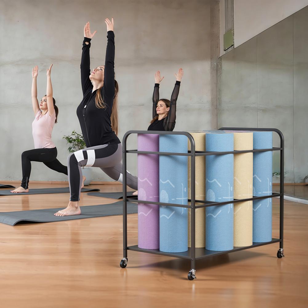 Yoga Fitness Rooms - Yoga Mat Storage Rack with Wheels,