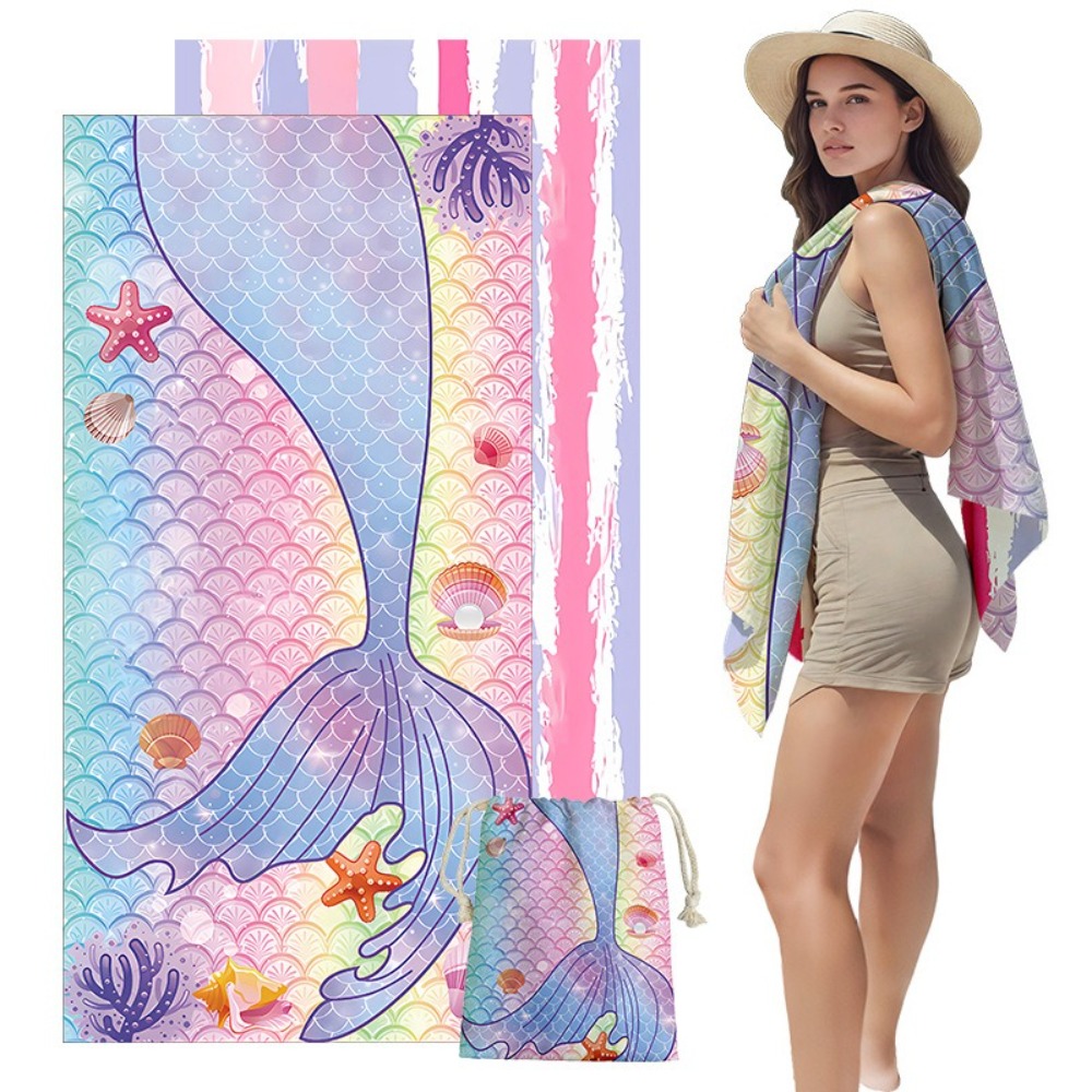 Yoga And Fitness Mat - Fish Tail Print Beach Towels and