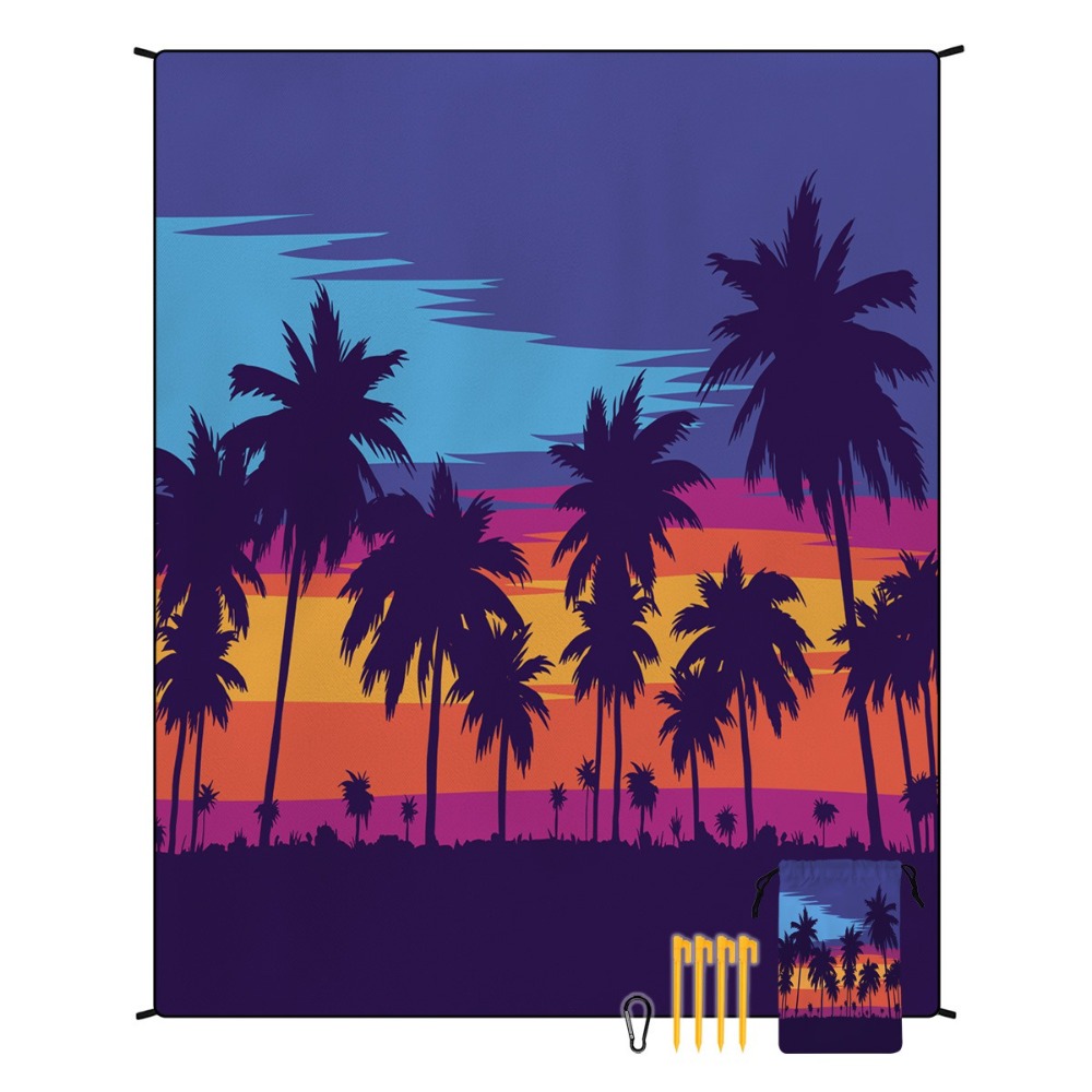 Yoga And Fitness Mat - Palm Tree Beach Towel 71x86.6in Sheet