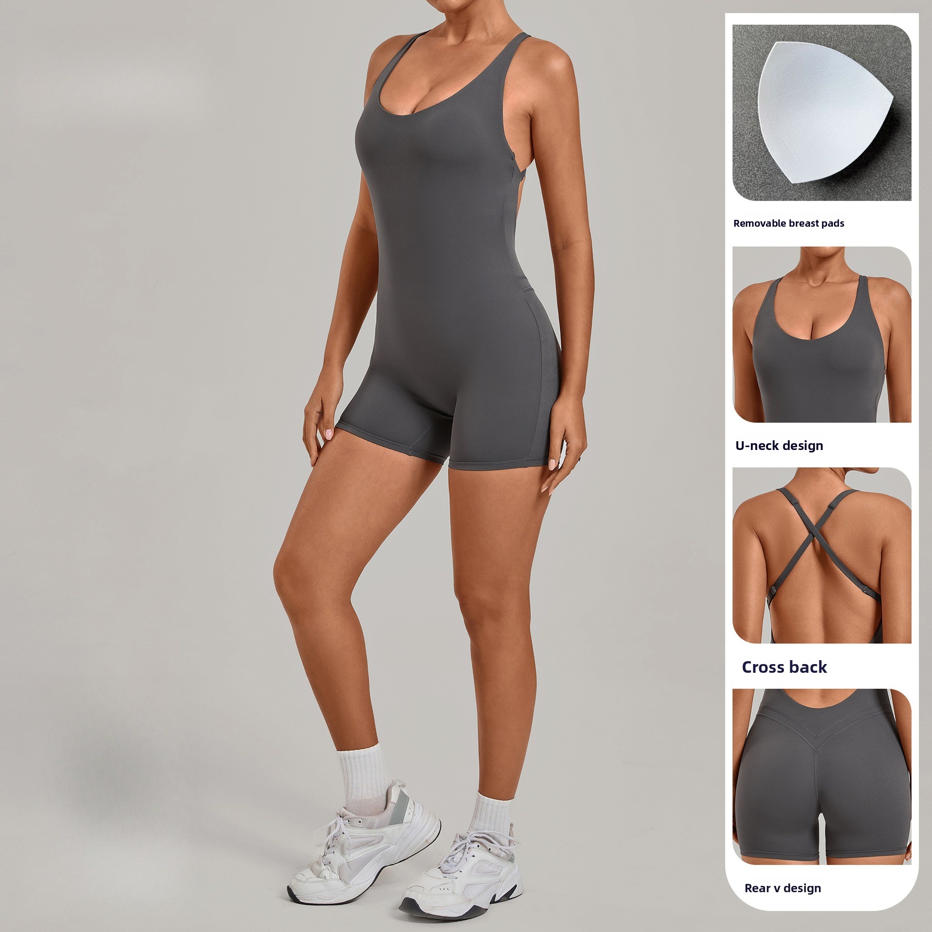 Backless Gym Bodysuits Set Sho - Yoga Overall Fitness ulasan dan harga