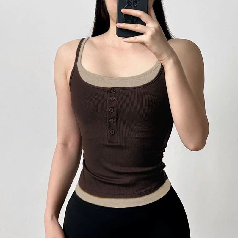 Color-Block Faux Two-Piece Spo - Yoga Blocks ulasan dan harga