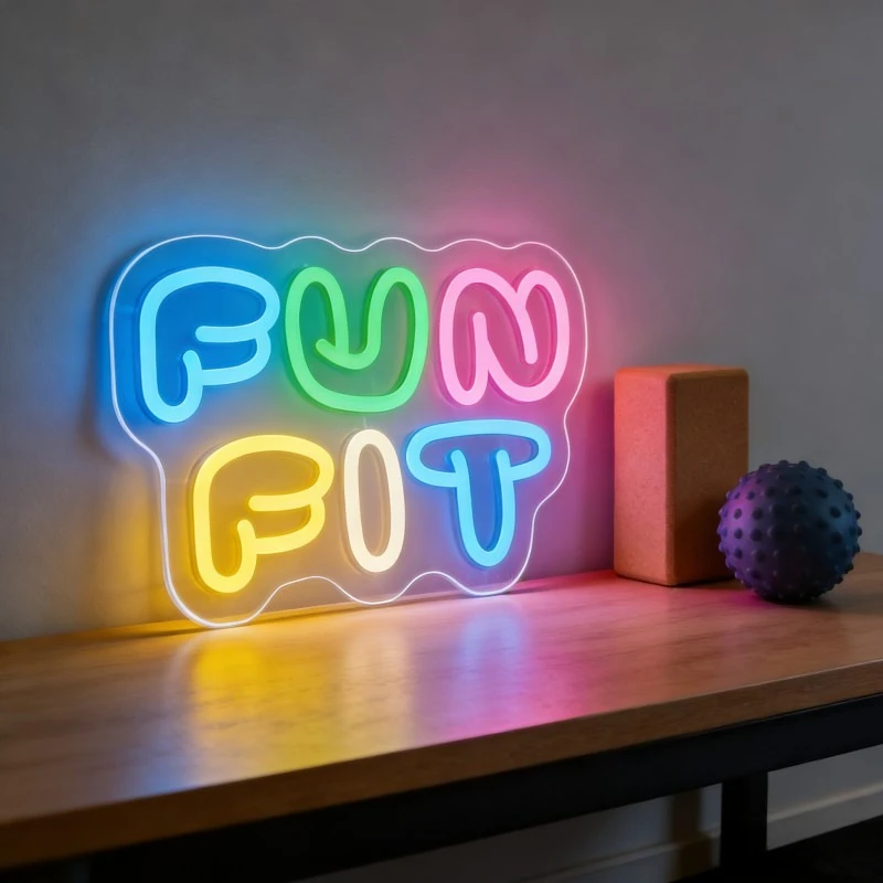 Fun Fit Neon Sign LED Cartoon  - Yoga Fitness Rooms ulasan dan harga
