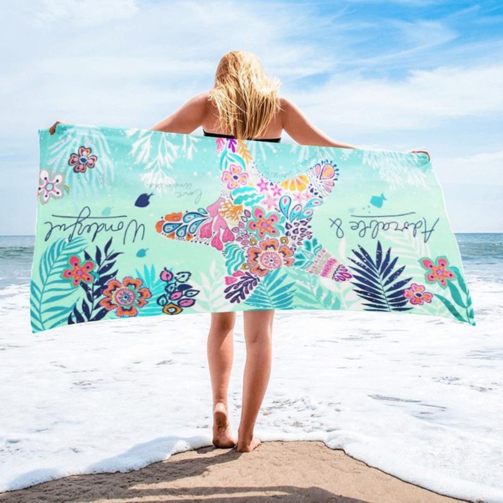 Starfish Printing Bath Towel 2 - Yoga And Fitness Mat ulasan dan harga
