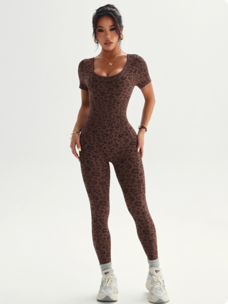 Women's Backless Leopard Jumps - Yoga Overall Fitness ulasan dan harga