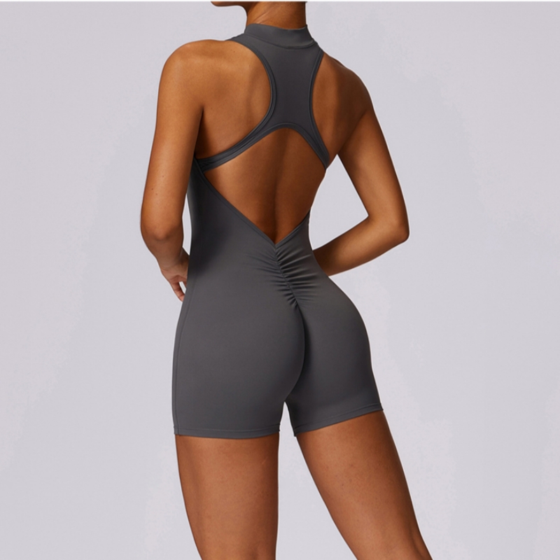 Summer Zipper Workout Jumpsuit - Yoga Overall Fitness ulasan dan harga