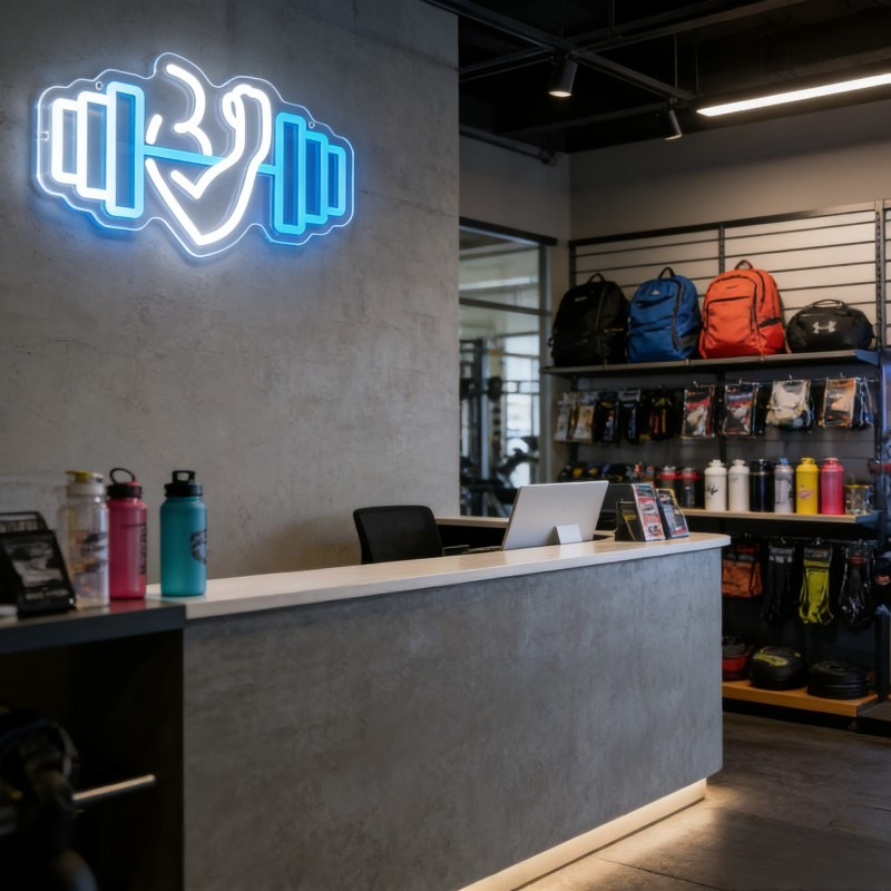 Bicep Dumbbell Neon Sign LED W - Yoga Fitness Rooms ulasan dan harga
